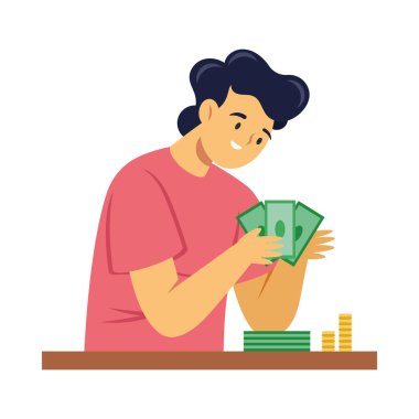 Para sayan adam paralarını sayıyor.