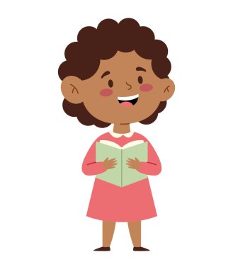 Okul Öncesi Kız Okuyor Gülümseyen Karakter Sınıfı Çocuk Okulu Eğitimi Mutlu Oturan Çizgi Filmler