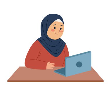 Öğretmen Hijab Laptop Çalışma Masası Eğitimi Müslüman Çevrimiçi Eğitim Teknolojisi Kadın Öğrenimi
