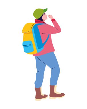 Eko turizm haritası gezgini yürüyüş yapıyor.