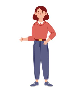 Tek başına ayakta duran genç bir kadın.