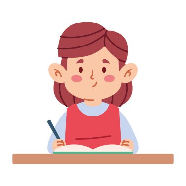 Çocuklar için yaratıcı illüstrasyonlar yazan kız