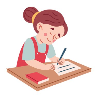 Yaratıcı sınıfta okuyan ve yazan kız.