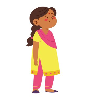 Hint kızı geleneksel kıyafet vektör sanatını selamlıyor