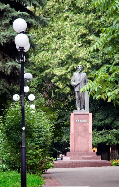 Klintsy Rusland Juli 2012 Oktyabrskaya Straat Stadscentrum Monument Voor Michail — Stockfoto