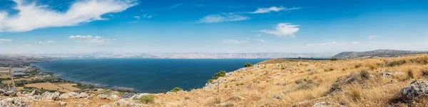 Israël Panorama Mer Galilée Depuis Sommet Rocher Arbel — Photo