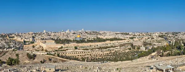 Kudüs Eski Şehrin Panoraması Zeytin Dağından — Stok fotoğraf