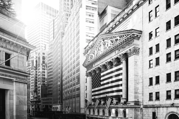 Famosa Wall Street Edifício Nova York Nova York Bolsa Valores — Fotografia de Stock