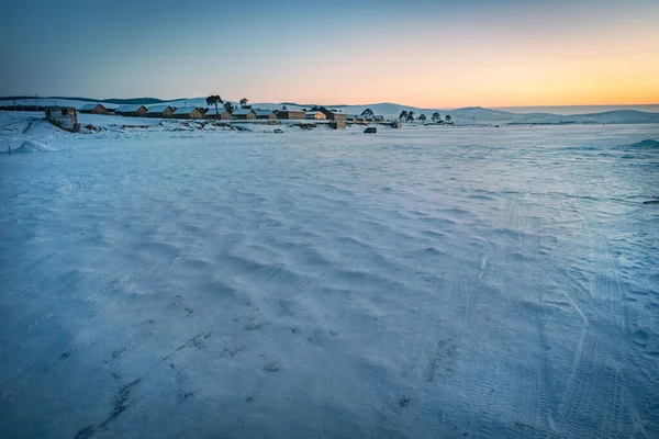 Khoujir Zimą Jezioro Bajkał Wyspa Olkhon Syberia Rosja — Zdjęcie stockowe
