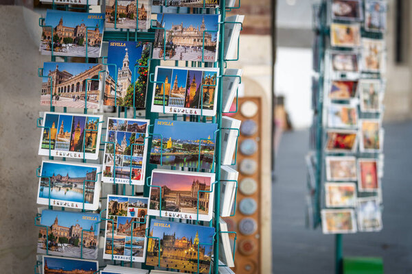 Июня 2019 Севилья Испания Продажа Сувенирной Открытки Севилье Испания — стоковое фото