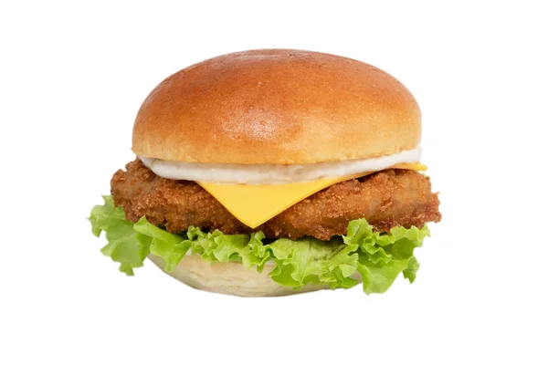 Marhahús Burger Szezámmagos Saláta Zsemle Paradicsom Cheddar Sajt Fekete Alapon Jogdíjmentes Stock Fotók