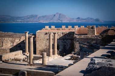 Yunanistan 'ın Rodos yakınlarındaki Dodecanese' deki Lindos adası