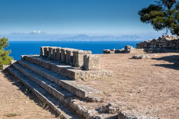 Belos Nomes Cidades Românticas Kamiros Ilha Rodes Grécia Imagens De Bancos De Imagens