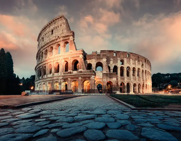 Вид Колизей Риме Утреннее Солнце Италия Европа — стоковое фото