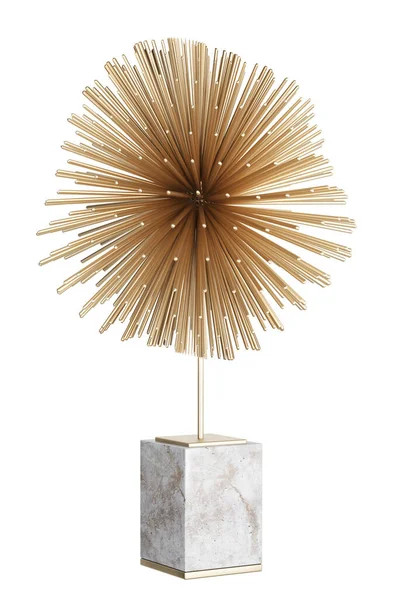 Contemporary Abstract Golden Sculpture Marble Base Metal Home Decor Accents 图库图片