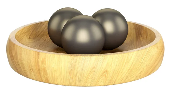 Decorative Wooden Tray Black Metal Balls Home Decor Accents Home — Stock Photo, Image