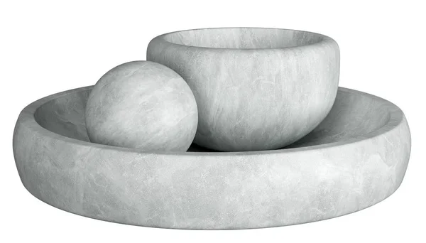 Set Stone Tray Bowl Ball Kitchen Utensils Home Decor Accents — Stock Photo, Image