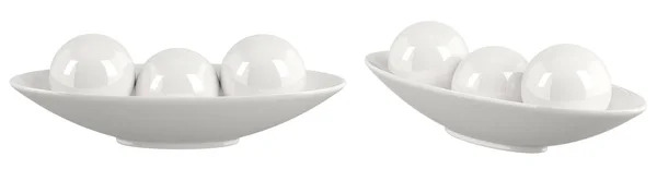 Conjunto Tigela Branca Decorativa Com Três Bolas Cerâmica Utensílios Cozinha — Fotografia de Stock