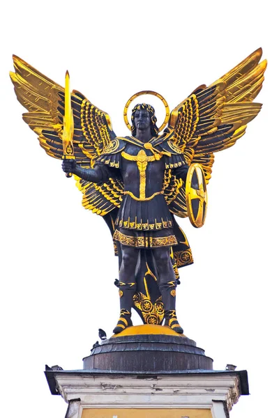 Kiev Ucrania Noviembre 2022 Estatua Bronce Chapado Oro Del Arcángel — Foto de Stock