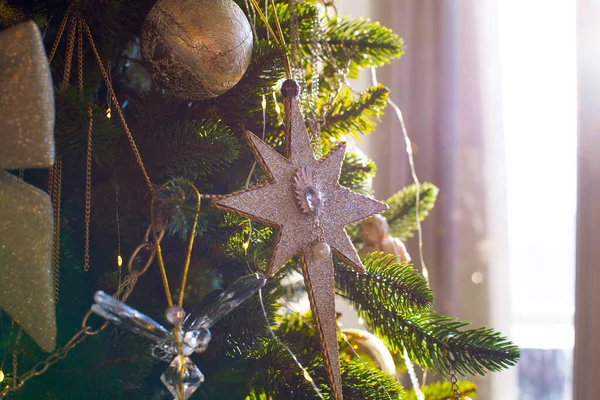 Stjärna Julgran Vackert Ljus — Stockfoto