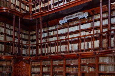 Puebla, Meksika - 17 Mart 2022: 1646 'da kurulan Palafoxiana kütüphanesi, 15. yüzyıldan 20. yüzyıla kadar Meksika' daki ilk halk kütüphanesiydi..