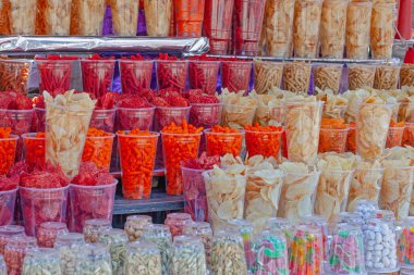 Assorted Chips and Fried Snacks (Botanas) at Fair in Mexico City