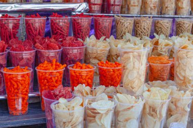 Assorted Chips and Fried Snacks (Botanas) at Fair in Mexico City