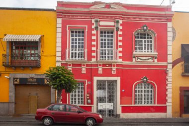 April 10, 2022. Puebla Mexico. The Alley of the Frogs (Callejn de los Sapos) the renown street famous for colorful colonial buildings, antique shops, handicrafts market and coffee shops 
