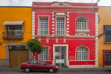 April 10, 2022. Puebla Mexico. The Alley of the Frogs (Callejn de los Sapos) the renown street famous for colorful colonial buildings, antique shops, handicrafts market and coffee shops 