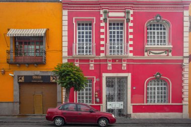 April 10, 2022. Puebla Mexico. The Alley of the Frogs (Callejn de los Sapos) the renown street famous for colorful colonial buildings, antique shops, handicrafts market and coffee shops 