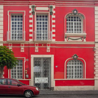 April 10, 2022. Puebla Mexico. The Alley of the Frogs (Callejn de los Sapos) the renown street famous for colorful colonial buildings, antique shops, handicrafts market and coffee shops 