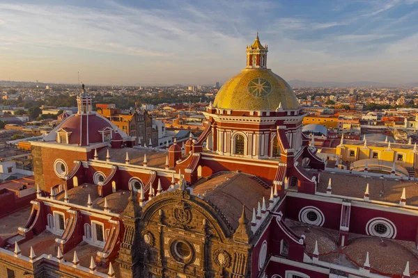Puebla downtown taken in sunrise time with drone, Mexico