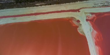 Pembe göller ve okyanus, Las Coloradas, Meksika 'da doğa.