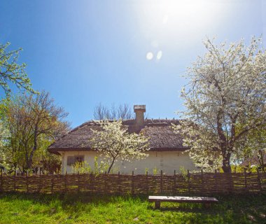 İlkbaharda Kyiv yakınlarındaki Pirogovo Müzesi, Ukrayna