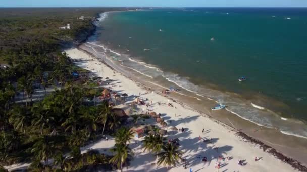 Cancun Strand Panorama Antenn Utsikt Mexiko — Stockvideo