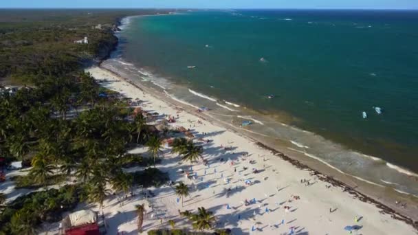 Cancun Beach Panorama Aerial View México — Vídeos de Stock