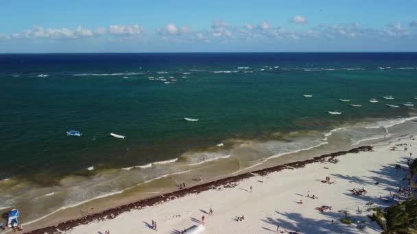 Cancun Beach Panorama Aerial View Mexico — Stock Video
