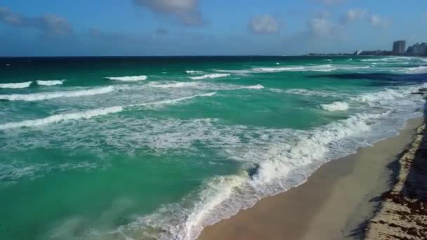 Cancun Beach Panorama Aerial View Mexico — Stock Video