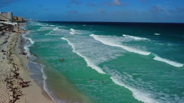 Cancun Beach Panorama Aerial View México — Vídeo de stock