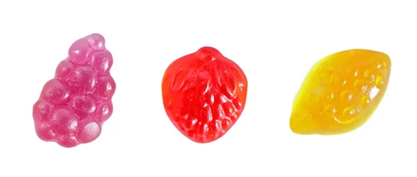 Owoce Gummi Cukierki Asortyment Biały — Zdjęcie stockowe
