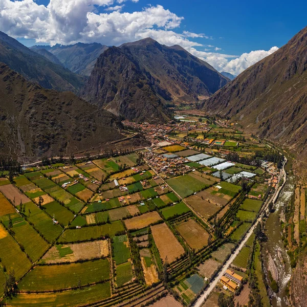 Aerial View Archaeological Site Ollantaytambo Sacred Valley Cusco Peru — Stock Photo, Image