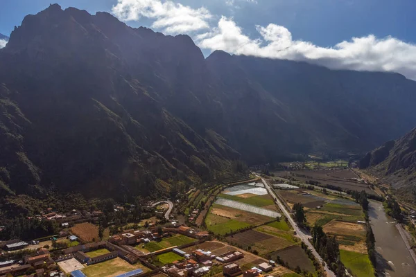 Vue Aérienne Site Archéologique Ollantaytambo Dans Vallée Sacrée Cusco Pérou — Photo