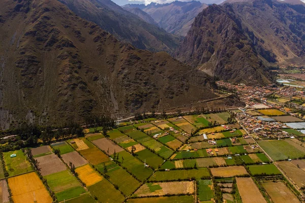 Αεροφωτογραφία Του Αρχαιολογικού Χώρου Ollantaytambo Στην Ιερή Κοιλάδα Του Κούσκο — Φωτογραφία Αρχείου