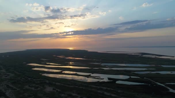 Vue Aérienne Île Dzharylgach Été Prise Avec Drone Ukraine — Video