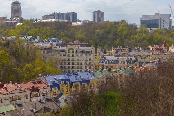 Vista Aérea Del Paisaje Coloridos Tejados Edificios Moderno Barrio Vozdvizhenka — Foto de Stock