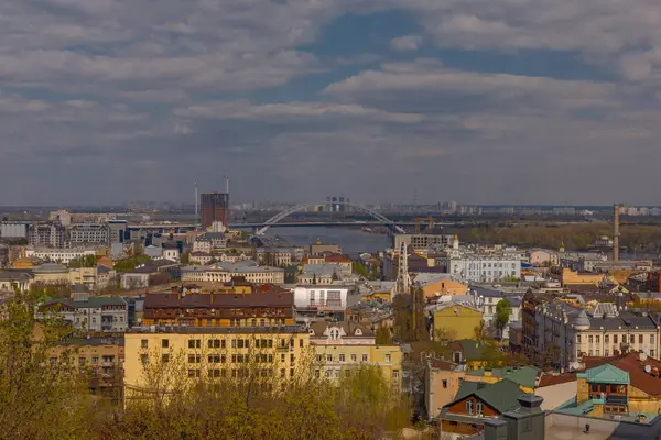 Живописный Вид Сверху Старый Район Киева Подол Над Днепром Весной — стоковое фото