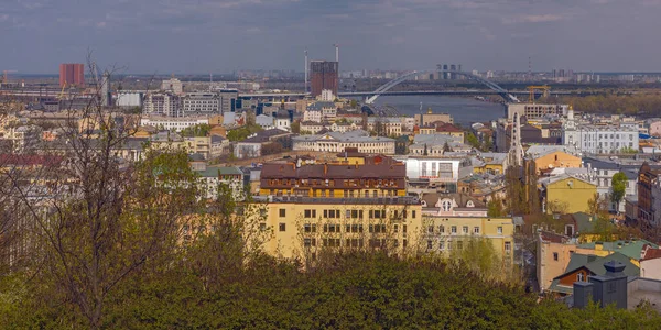 Живописный Вид Сверху Старый Район Киева Подол Над Днепром Весной — стоковое фото