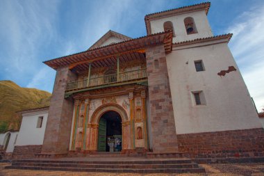 Cusco Region, Peru'daki Andahuaylillas'ta Amerikan Sistine Şapeli veya And Dağları'nın Sistine Şapeli'nin görünümü