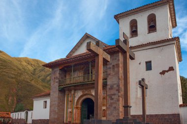 Cusco Region, Peru'daki Andahuaylillas'ta Amerikan Sistine Şapeli veya And Dağları'nın Sistine Şapeli'nin görünümü