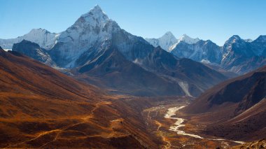 Tengboche, Everest bölgesi, Nepal çevresinde dağlar görünümü